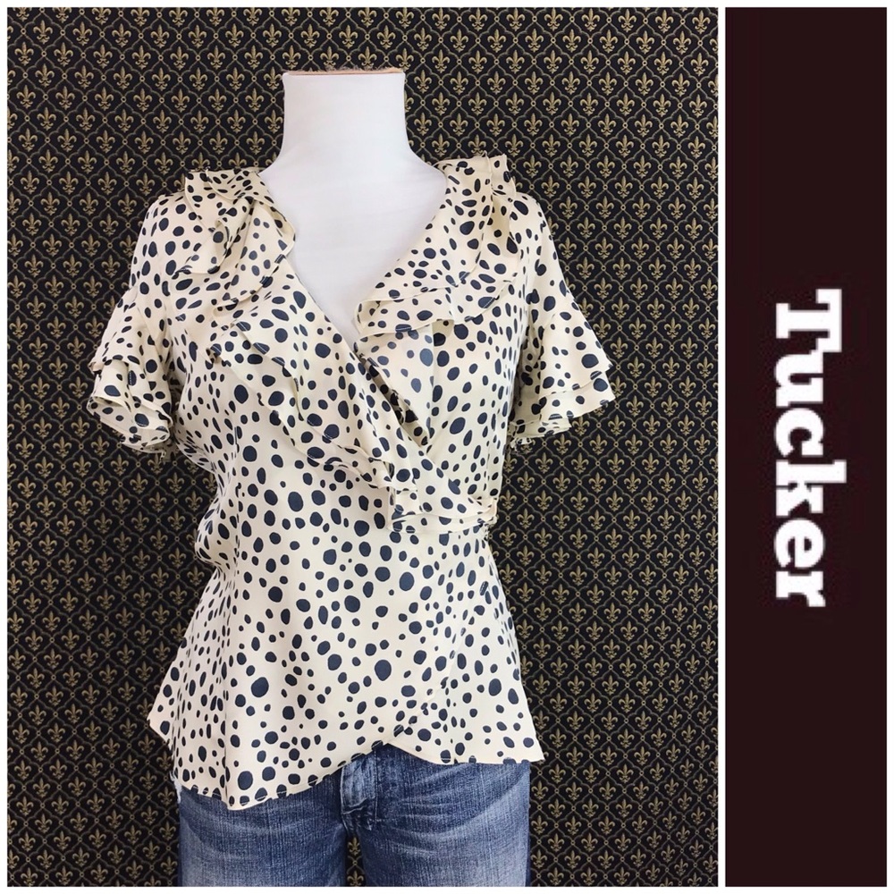 Tucker Short Sleeve Ruffle Silk Blouse